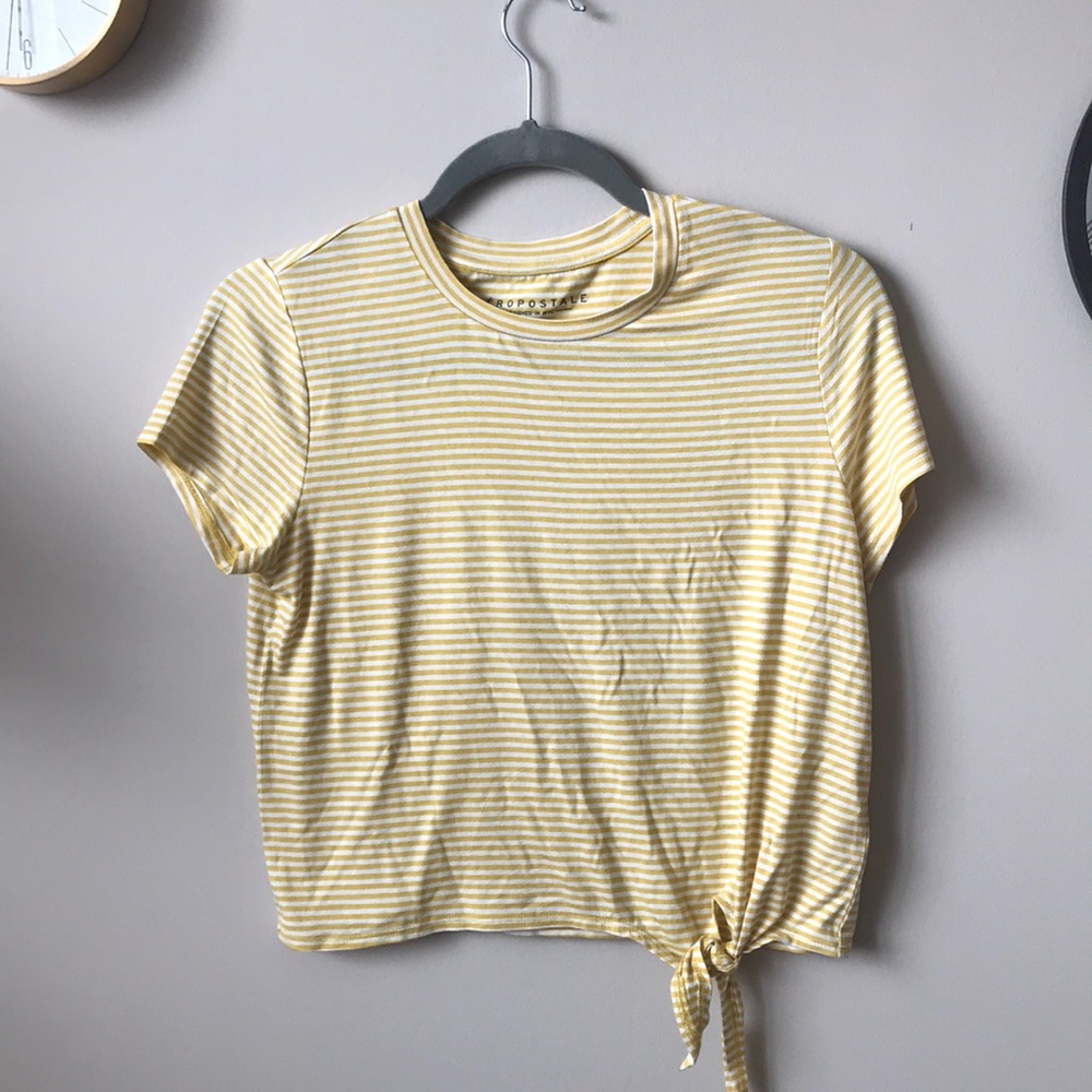 Yellow White Striped Crop Top